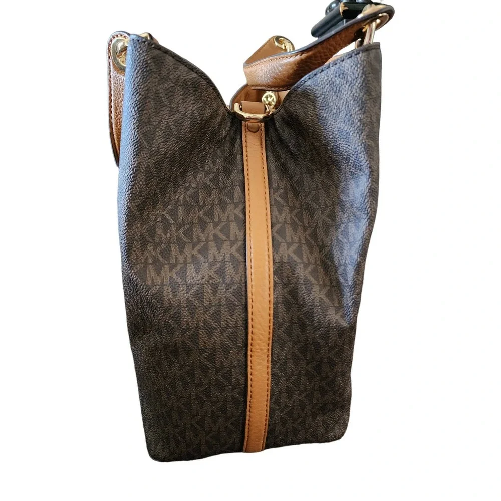 Michael Kors‎ Brooklyn Ladies Large Brown Canvas Satchel Bag